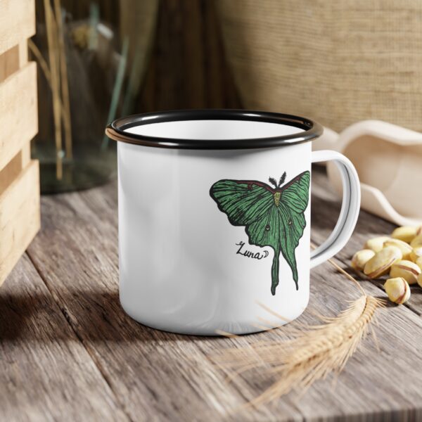 Bright Luna Moth Enamel Camp Mug