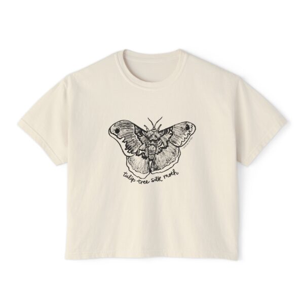 Women's Tulip Tree Silk Moth Graphic Boxy Tee